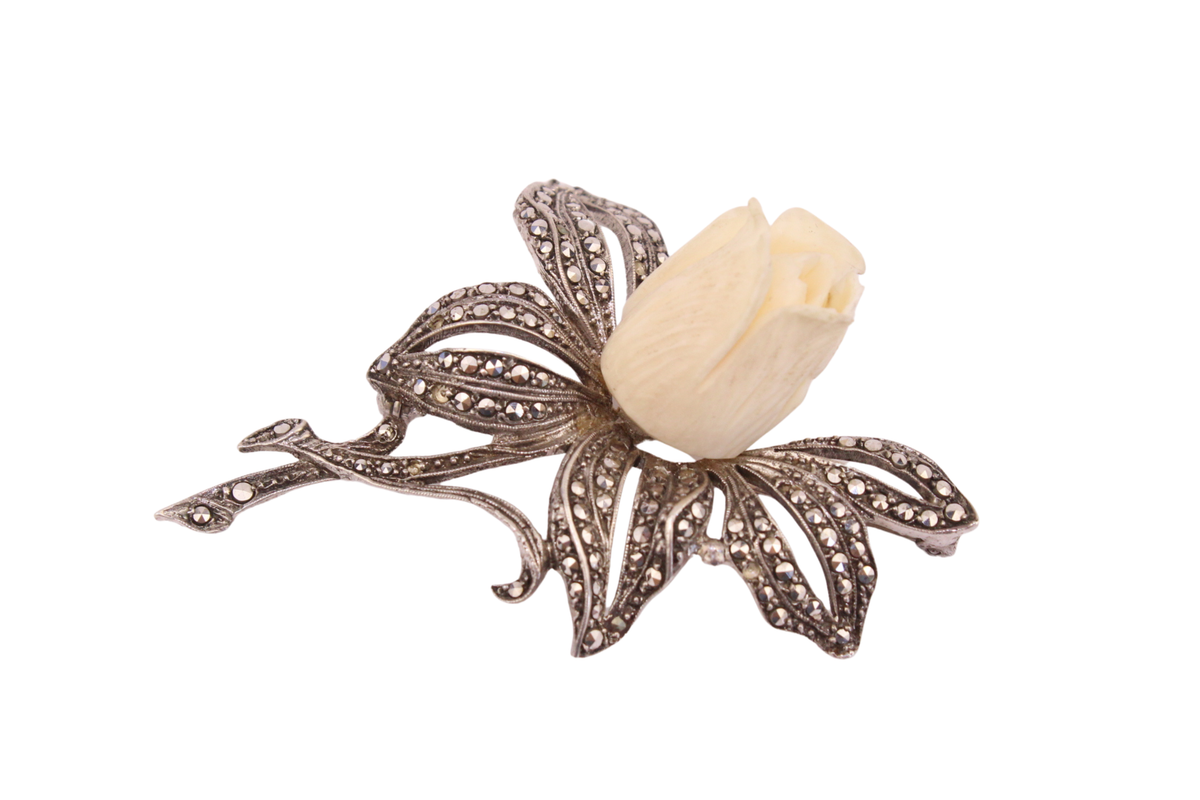 Florale Silber Brosche