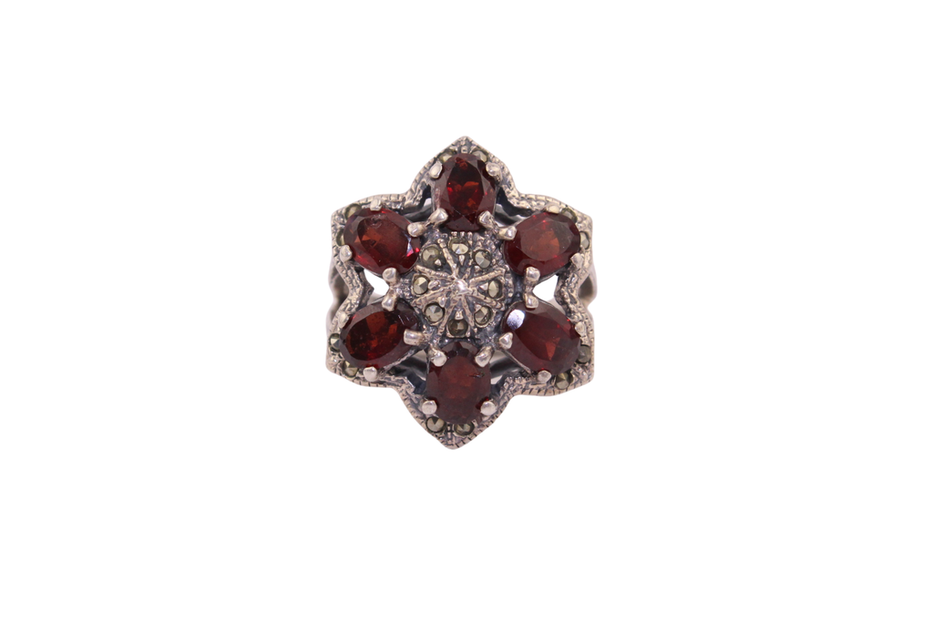Bohemian Garnet Silver Ring