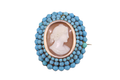 Kamee Brosche mit Türkiscabochons