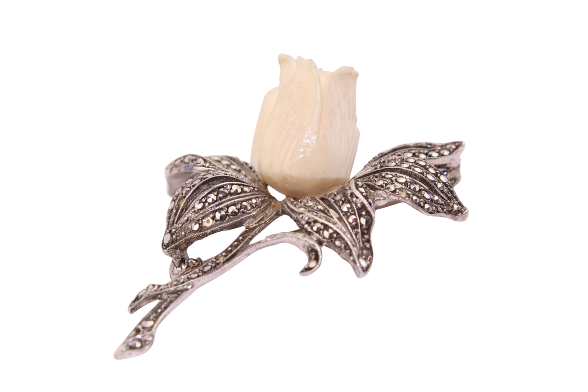 Florale Silber Brosche