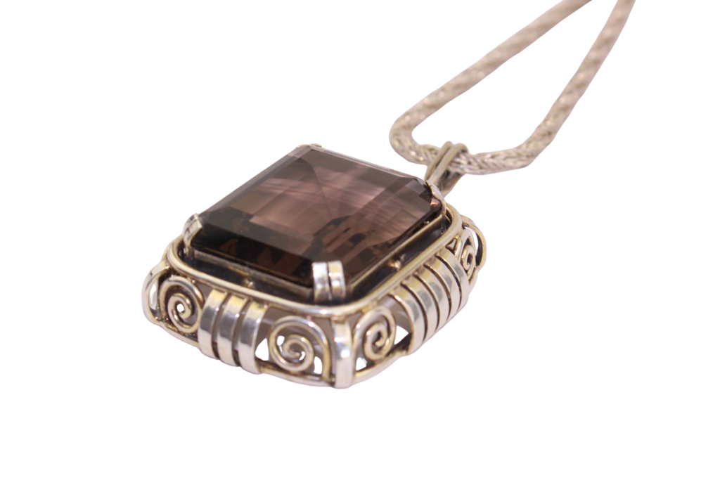 Smoky Quartz Silver Necklace