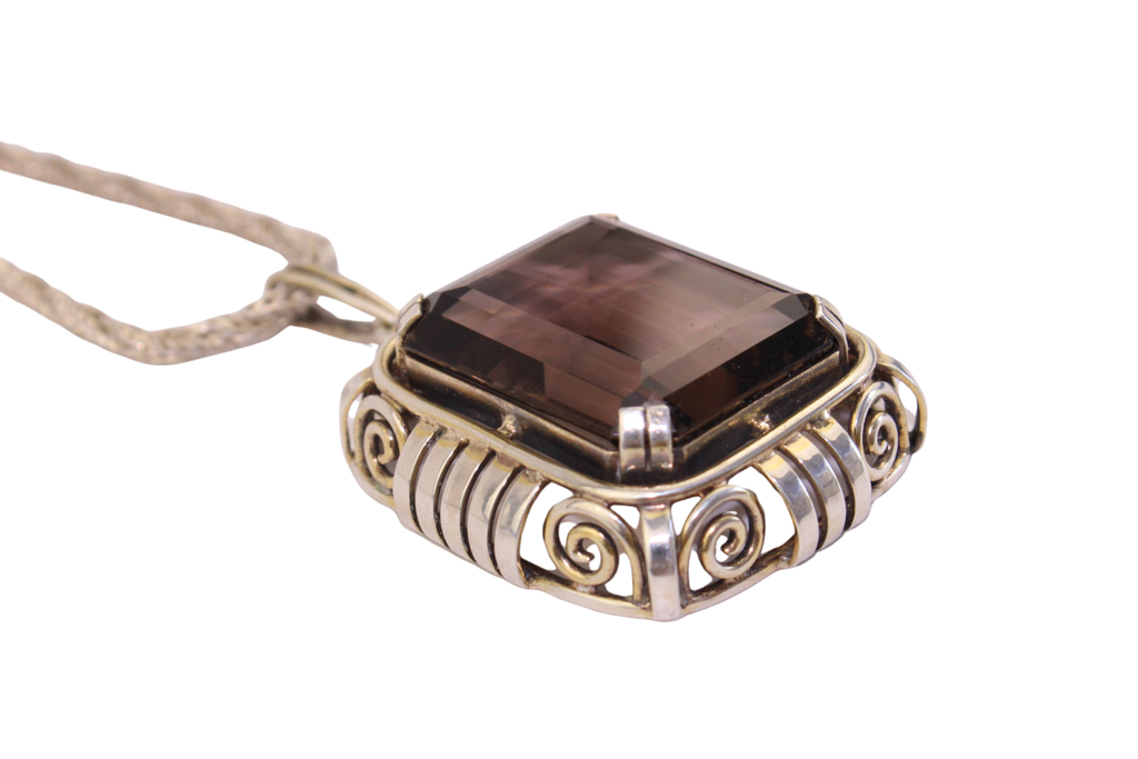 Smoky Quartz Silver Necklace